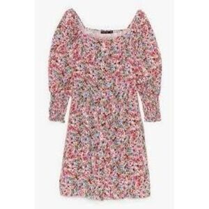 Nasty Gal Size 2 Puff Sleeve Mini Dress Vintage Floral Print Grannycore Spring